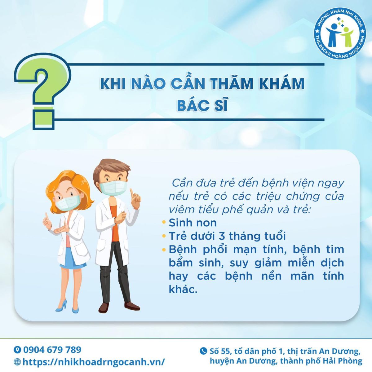 Kịp thời đưa trẻ khám bệnh nếu có dấu hiệu viêm tiểu phế quản
